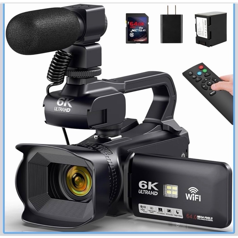 Camcorder Video Camera 6K Ultra 64MP IR Night Vision Vlogging Camera for YouTube